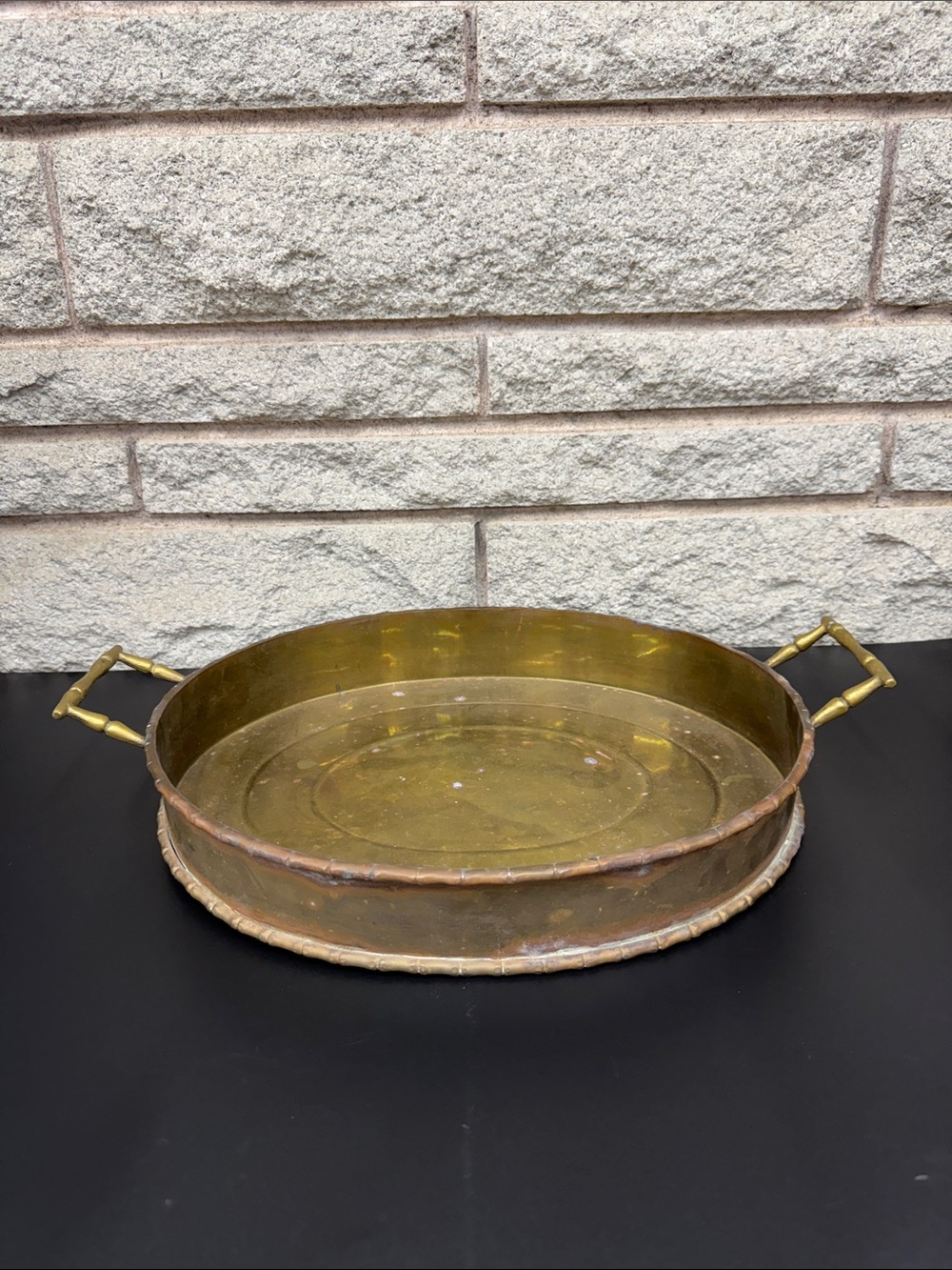 Antique Brass Faux Bamboo Serving Tray Handles